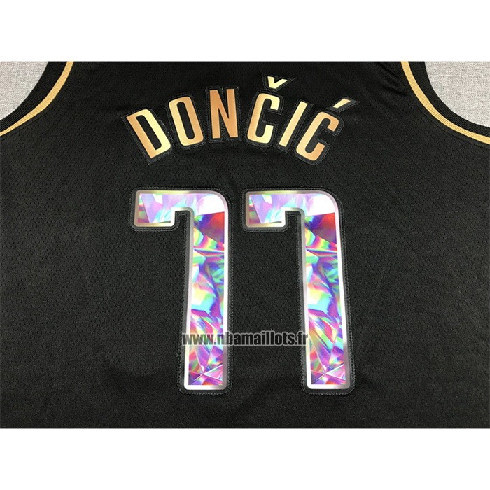 Maillot Golden Edition Dallas Mavericks Luka Doncic NO 77 2021-22 Noir